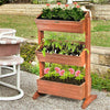 3 Tier Raised Garden Bed Wooden Elevated Planter Grow Box for Flower Herb Green