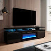 70inch Gloss Black TVs Stand Unit Cabinet with Electric Fireplace & 12 LED Light