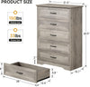 31.5In Tall 5 Drawers Farmhouse Wooden Dresser with Metal Handles, Modern Chest