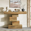 Rustic Oak Console Table with Geometric Base, Slim 108cm Sofa Hallway Table