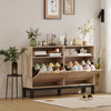 Narrow Shoe Cabinet with 2 Flip Drawers, Modern Shoe Storage Cabinet