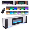 70inch TV Stand Cabinet with 36" Electric Fireplace & 12 LED Lights Furniture UK