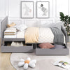 3ft Single Bed Wooden Solid Pine Kids Storage Bed Frame w/ 2 Drawers Grey 90x190