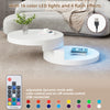 LED Coffee Table w/ Rotating Top, White, 70x70x35.5cm for Living Room, Office
