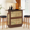 Rattan Bar Table with 3 Stemware Racks & 3-Tier Shelves