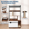 Hidden Litter Box Enclosure with Storage Rack & Cat Scratching Post Wood 4-Tier