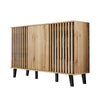Sideboard Storage Cabinet with Hybrid Doors & Shelves, 150x40x95cm, Wood Grain