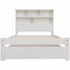 3FT Single Bed Frame Pine Wooden Storage Kids Bed Headboard Shelves Drawer White