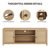 66" Rattan Wood TV Stand Media Console Storage Cabinet For Living Room
