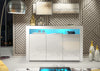 TV Unit | 155cm Sideboard | Cabinet | Cupboard | White High Gloss Doors Free LED