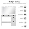 White Dressing Table with LED Lights Mirror Stool Drawers Vanity Makeup Desk Set