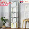 5 Tier 360° Rotary Bookshelf Display Floor Standing Bookcase Storage Rack Study