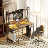 Computer Desk Home Office Gaming Desk Monitor Stand Power Outlets LED Lights