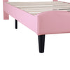 Single Bed Frame 3ft PU Leather Upholstered Bed with Adjustable Headboard Pink