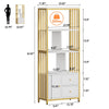 Modern Bookcase w/3-Drawer&Metal Frame,Bookshelf Storage Cabinet for Living Room