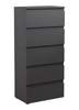 Modern Slim Grey 5 Drawer Chest | Bedroom Storage Cabinet Furniture