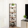 5 tier Corner Bookshelf 160 CM Tall Corner Storage Shelves-Coffee