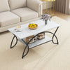 Modern Faux Marble Coffee Table with Storage Shelf