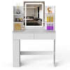 White Dressing Table Vanity Makeup Desk With 2 Drawers & LED Mirror & 4 Mrwtwdgc