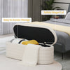 45.5" White Teddy Velvet Long Storage Bench Ottoman Upholstered End of Bed Stool