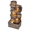 Outdoor Fountain, Resin Garden Fountain with Adjustable Flow, Rustic Brown