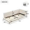 Upholstered Single Bed Frame 3ft Daybed w/ Headboard, Boucle, 90x190 cm, Beige