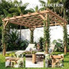 3 x 3 m Wooden Pergola Kit, Garden Gazebo Shelter for Climbing Vines, Dark Brown
