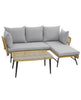 Outdoor Wicker Furniture Set Heavy-Duty Metal Frame w/Cushions-Grey