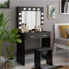 LED Light Vanity Dressing Table Set Bedroom Makeup Desk With Mirror Drawer Stool