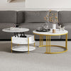 Set of 2 Nesting Coffee Tables Round Stacking Sofa Side Tables for Living Room