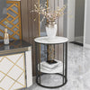 2Tier Round Side Table Marble Top Coffee Table Bedroom Nightstand Indoor Outdoor