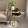 2-Piece Nesting Table Set - Modern Gold Frame with Decorative Marble Top