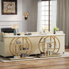 105cm Industrial Console Table, 4-Tier Narrow Entryway Sofa Table w/ Circle