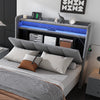 Upholstered Platform Bed 3ft Single Bed Frame with LED Storage Headboard Grey