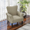 Upholstered Modern Accent Chair, Armchair with Wood Legs, Beige