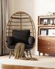 Wicker Egg Chair Egg Basket Lounge Chair with Thick Cushion Seat For Patio Porch