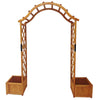Wooden Garden Arch Pergola with 2 Planters Trellis Arbor for Roses & Vines