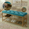 2-Tier Velvet Top Bamboo Gold Metal Shoe Rack Stand Shoe Storage Shelf Hallway