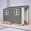 4x10ft Lean To Garden Shed Metal Storage Tool House Pent Roof Grey