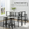 6 Piece Industrial Bar Table Set 2 Kitchen Breakfast Table 4 Stools Grey Compact