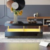 Coffee Table For Living Room, High Gloss Tea Table With LED Lights, Centre Table