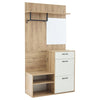 Hallway Entryway Storage Unit with Mirror, Drawer, Flip-Down Doors & Shoe Bench