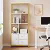 Modern Bookcase w/3-Drawer&Metal Frame,Bookshelf Storage Cabinet for Living Room