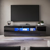 High Gloss 200cm Black TV Stand Cabinet Unit Doors Storage with RGB LED Cupboard