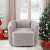 Modern Upholstered Sherpa Swivel Barrel Chair Bedroom ArmchairGrey