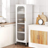 5-Tier Metal Storage Cabinet with Adjustable Shelves for Dining Room-White