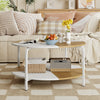 80cm Circle Tea Table Wooden Accent Table with Metal Frame