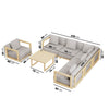 6 Seater Beige Aluminium Wood Effect Garden Sofa with Matching Coffee Tab FTR253
