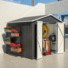 Garden Shed Apex Roof 8X6FT Metal With Free Foundation Base Storage House Anthra