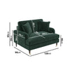 Green Velvet Loveseat with Dark Wood Gold Legs Saddle Arms Traditional Style